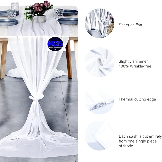 MDS Halloween Chiffon Table Runner - 5 Pack, 29 x 120 Inches, 10ft Each - She...
