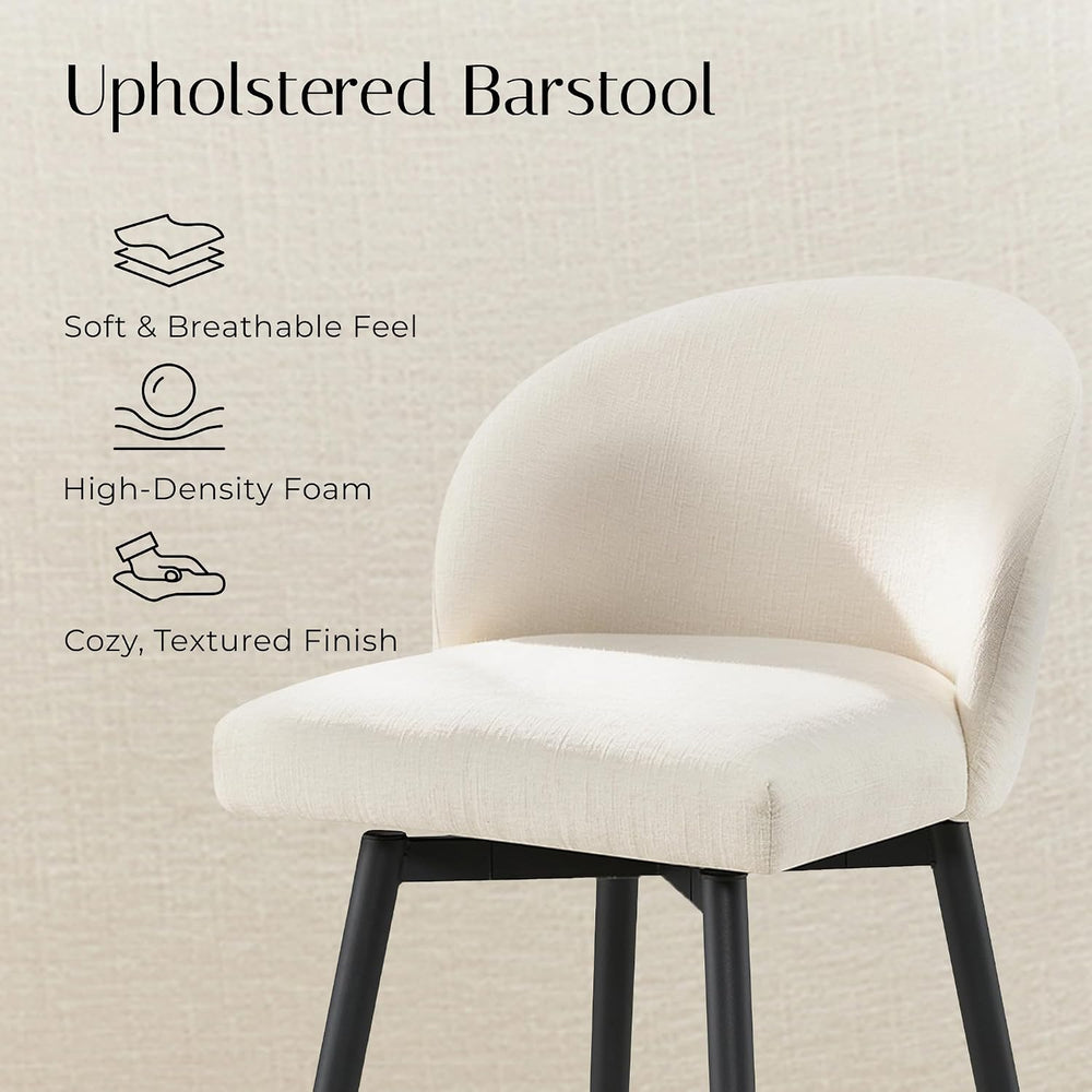 Zerel's Home 26" Counter Height Bar Stool Set of 3,Linen Fabric Upho...