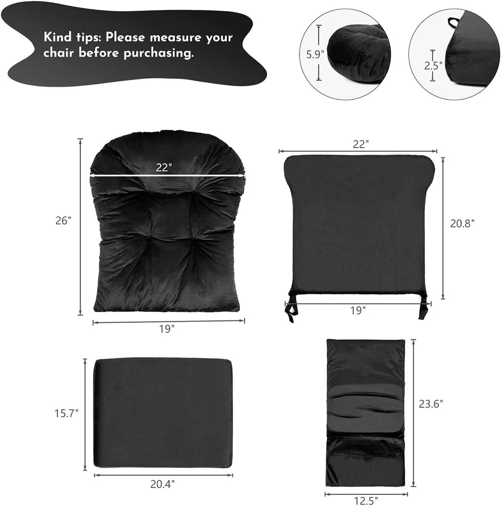 5PCS Glider Rocker Replacement Cushions Set with Ottoman Cushion