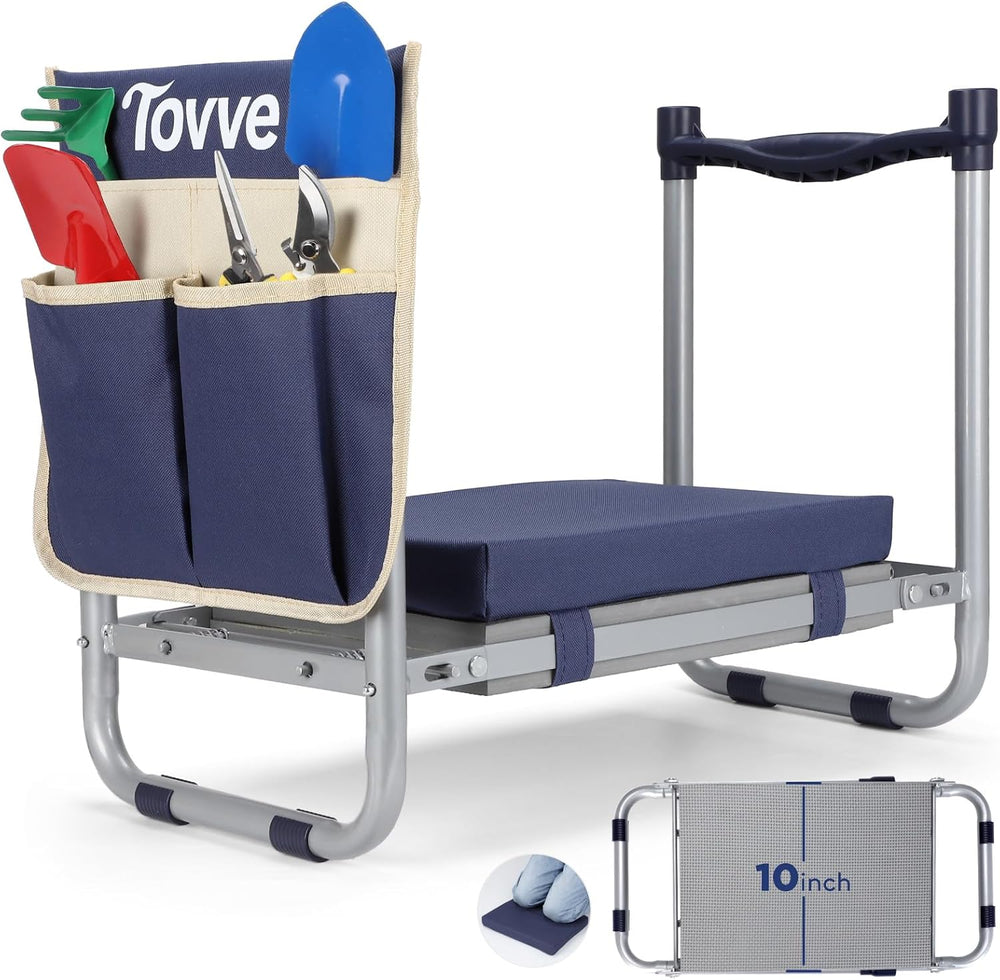 Tovve Foldable Garden Kneeler and Seat, Heavy Duty Garden Stool with 10"...