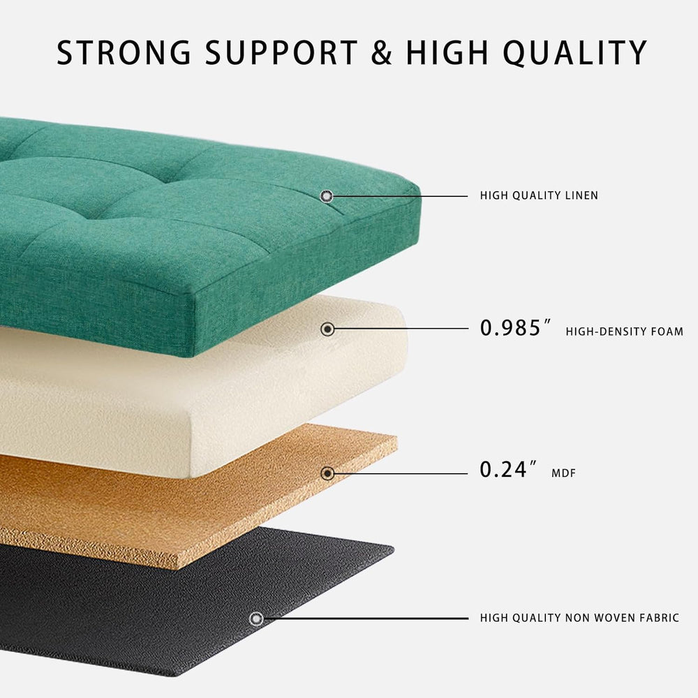 HAUSFRAU Ottoman with Storage Bench Folding Foot Rest Stool Linen Gray