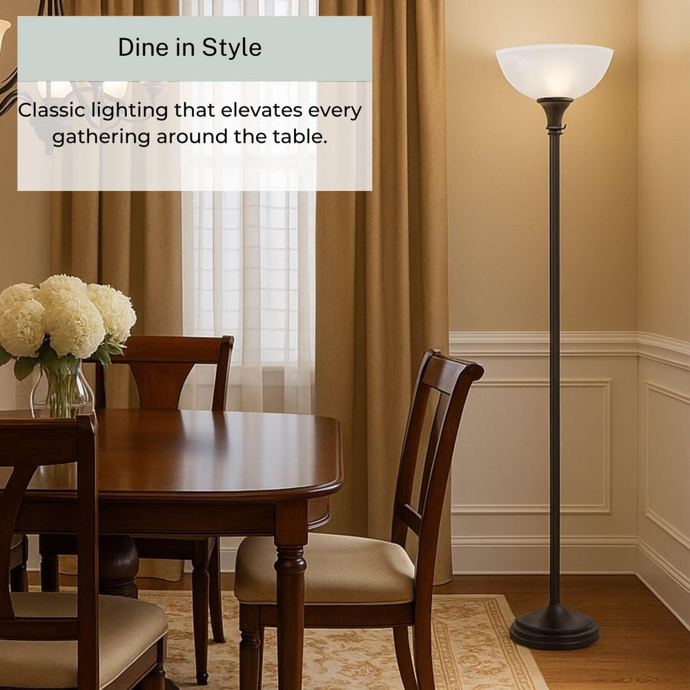 LIGHTACCENTS Bronze Floor Lamp, 72'' Torchiere with Glass Shade, Mode...