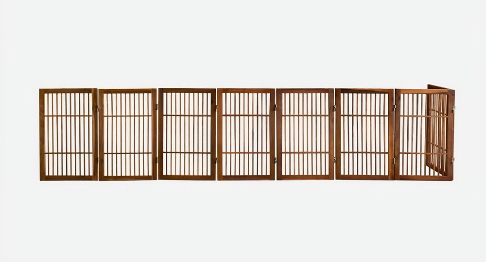 Urnporium Pet Dog Gate Freestanding, Strong Durable Folding Wooden Fence, Por...