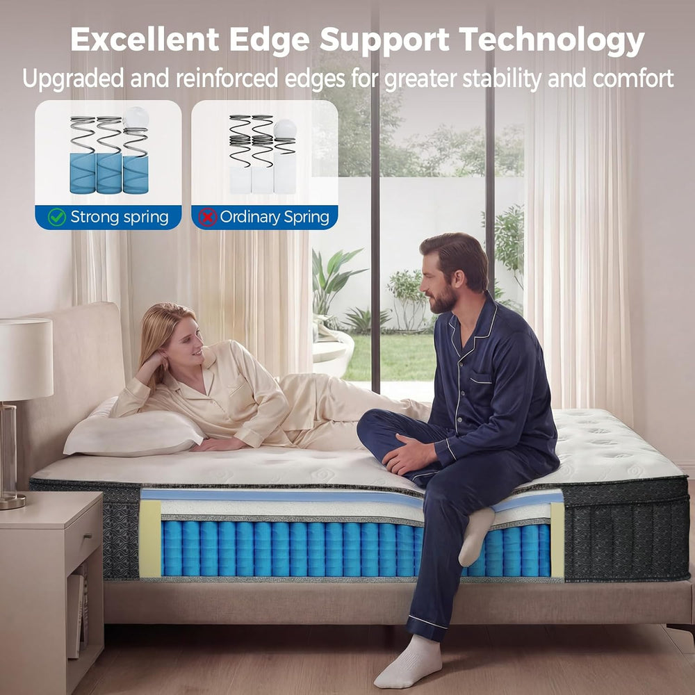 Ailis Queen Mattress, 12 Inch Queen Hybrid Mattress in a Box, Medium Firm wit...