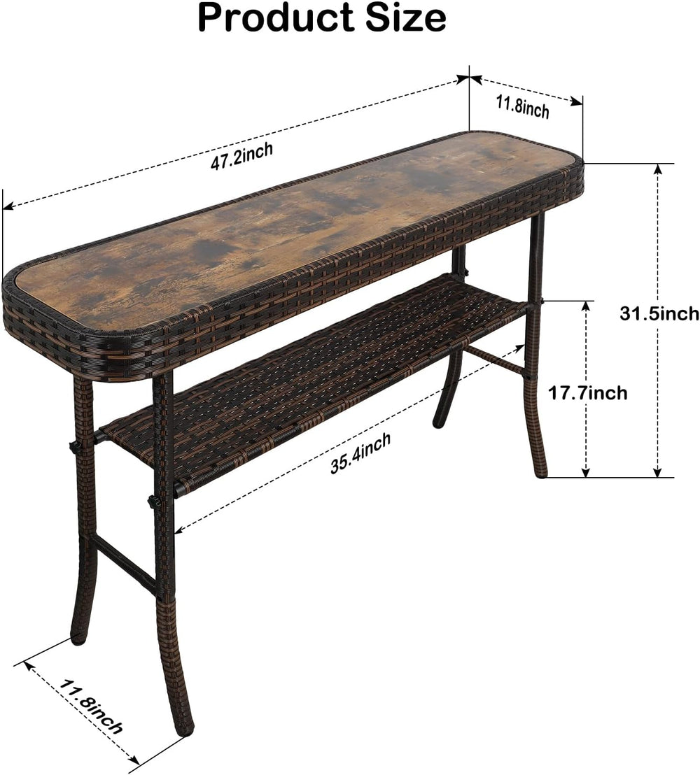 Entryway Table with Storage, 2-Tier 47'' Console Table with Woven Wrap
