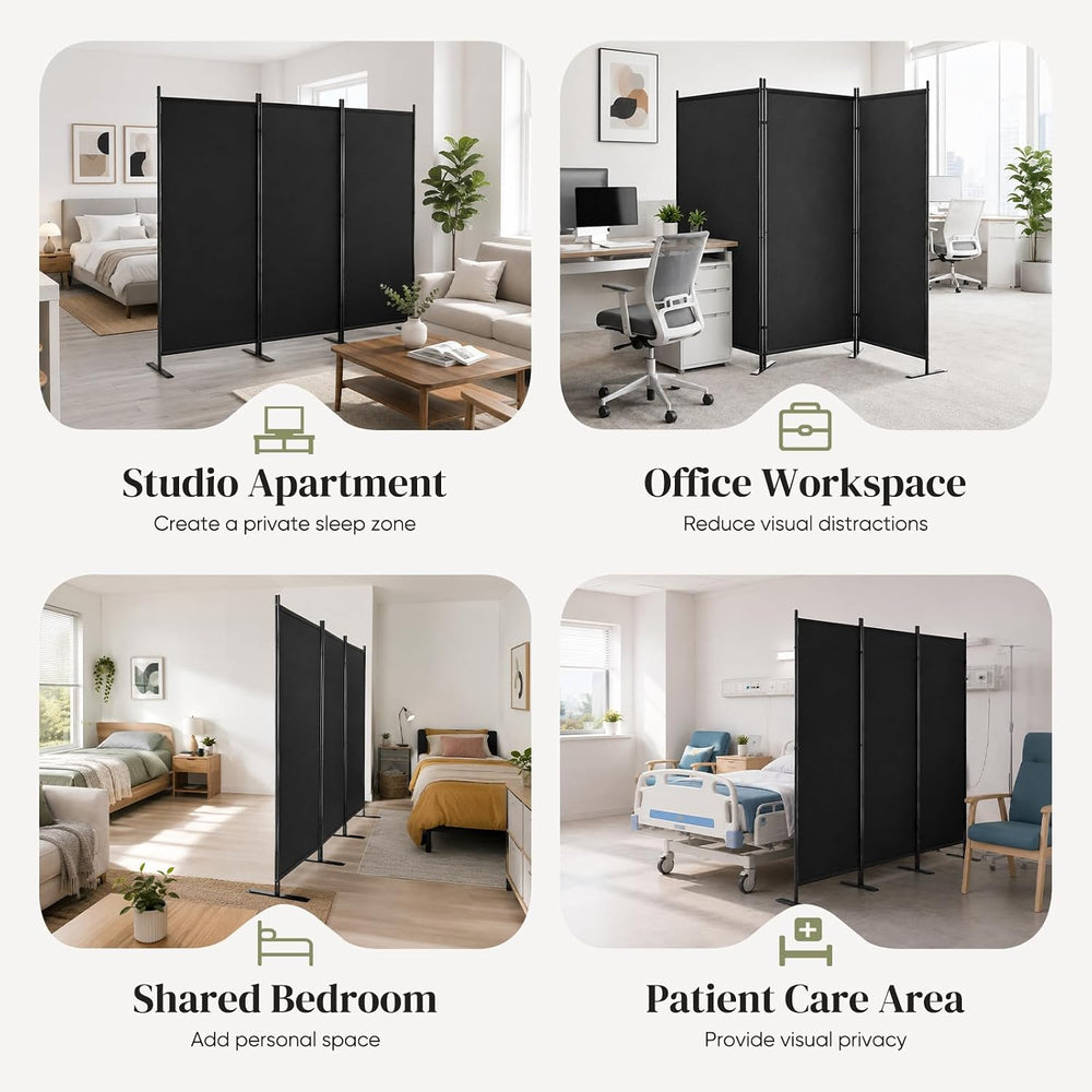 JOSTYLE 3 Panel Room Divider 100" W x 71" H Folding Privacy Screen,...