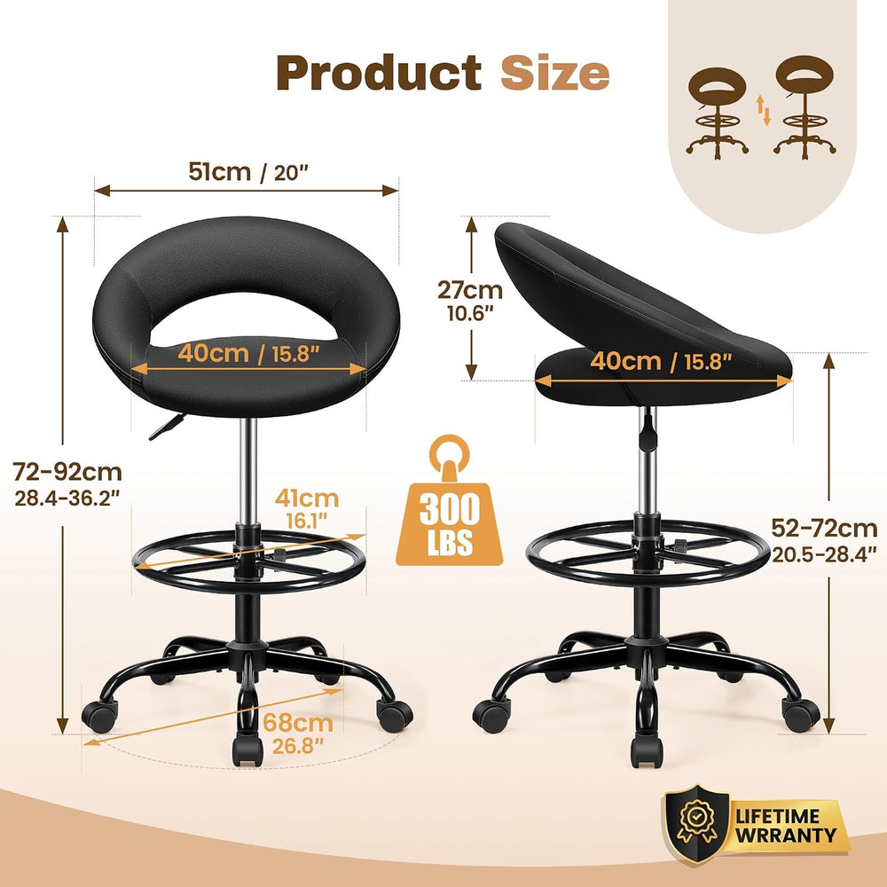 BESTFAIR Office Drafting Chair, Counter Height Barstools with Back Support