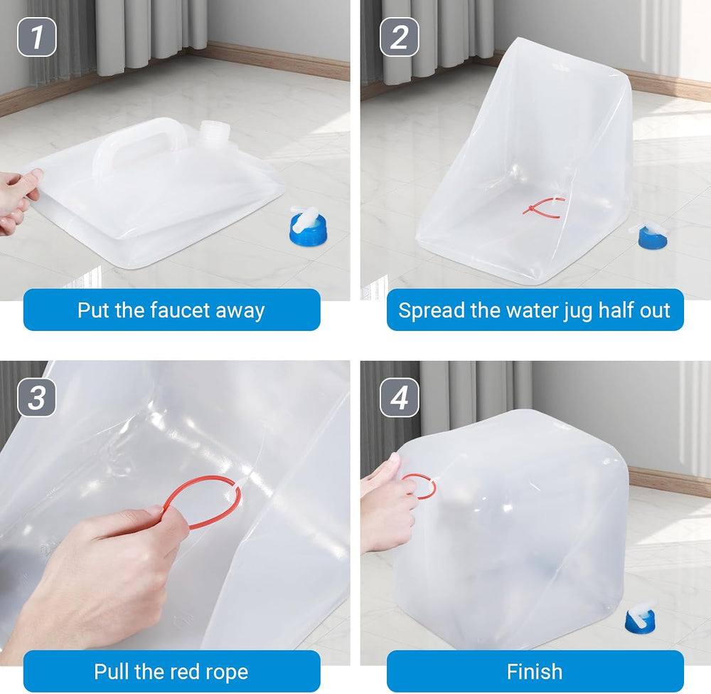 2 Pack Collapsible Water Container with Spigot, Foldable Cube Water Jugs Port...