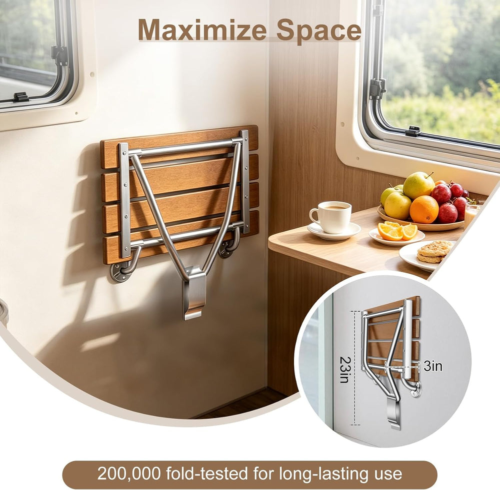 24'' Folding Shower Seat Wall Mounted, 500lb Load Capacity, Space-Saving