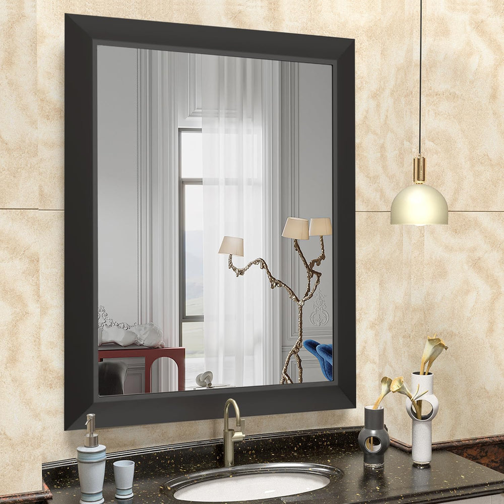 SMIROR 24x32 Matte Black Bathroom Vanity Mirror for Over Sink
