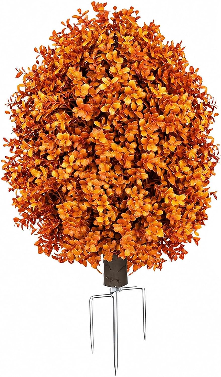 27“ Fall Artificial Boxwood Topiary Ball with Ground Spike, Fake Plants