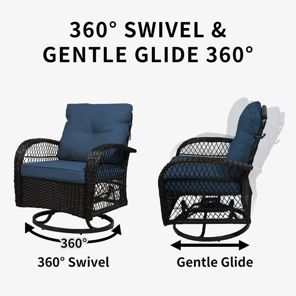 YLGJ&TIDY Outdoor Patio Furniture 3PCS Set Wicker Swivel Rocking Armchair...