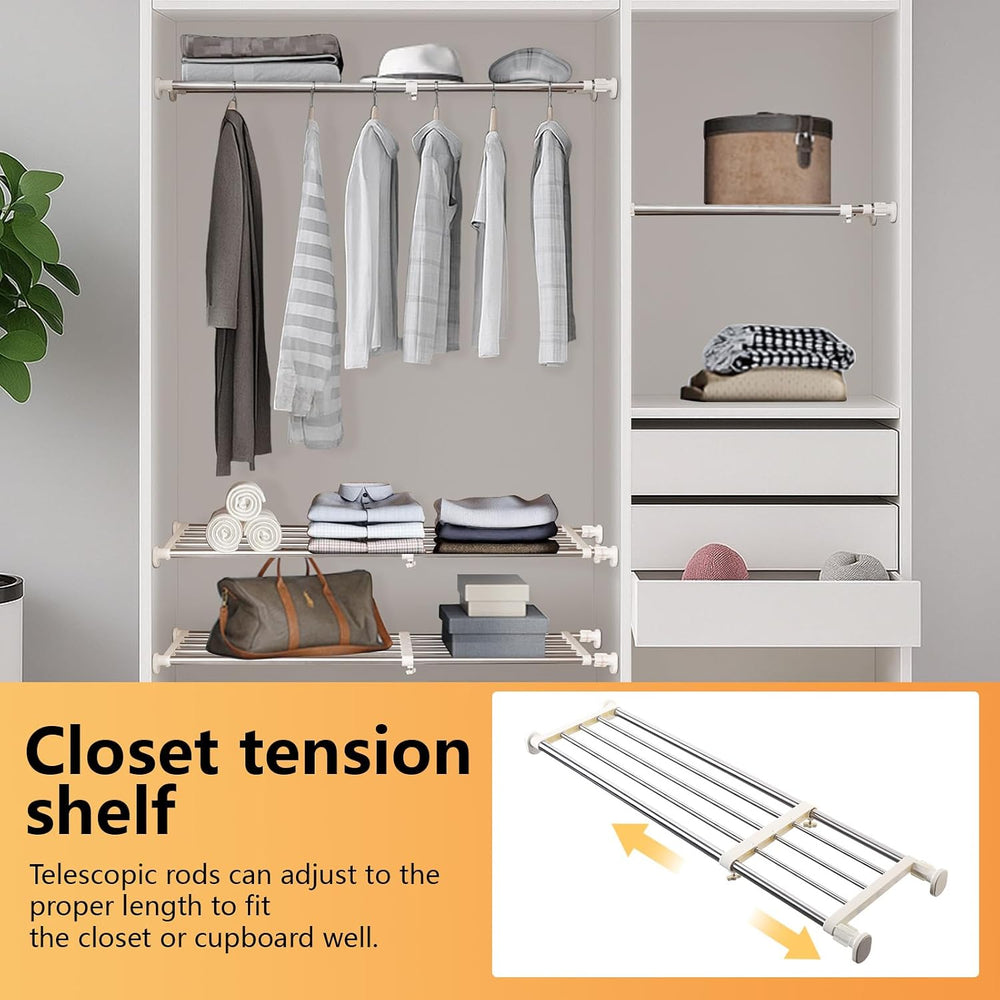 BAOYOUNI Adjustable Closet Tension Shelf Rod Expandable