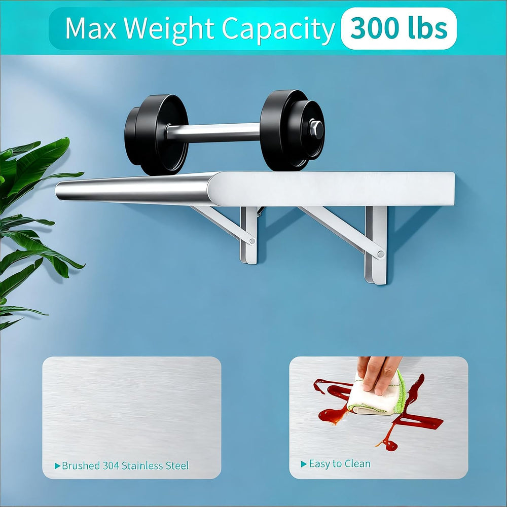 Concession Shelf 48"L x 12"W,22 gauge ASTM 304 Stainless Steel Fold...