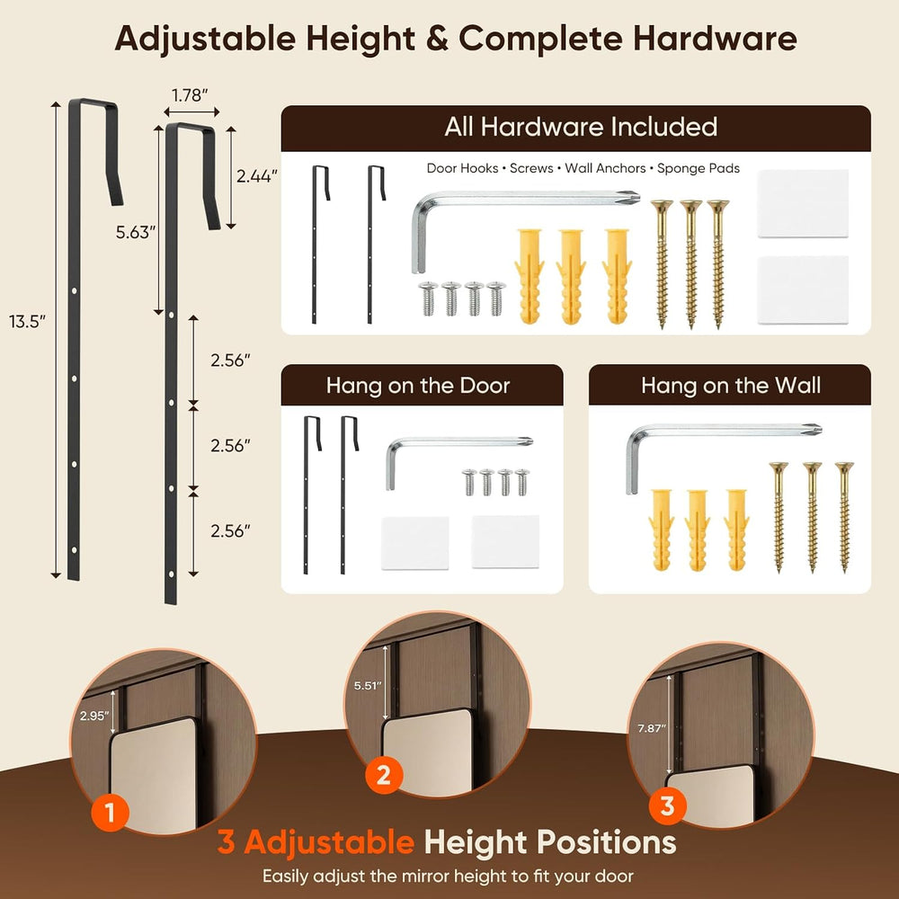 Antok 48"x14" Over the Door Mirror, Full Length Mirror with Stand, ...