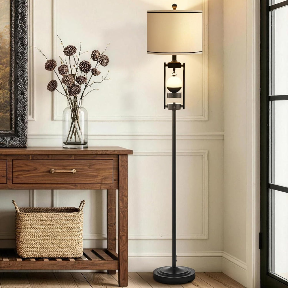 65'' Floor Lamp with Portable Nightlight, Standing Lamp with USB C+A ...