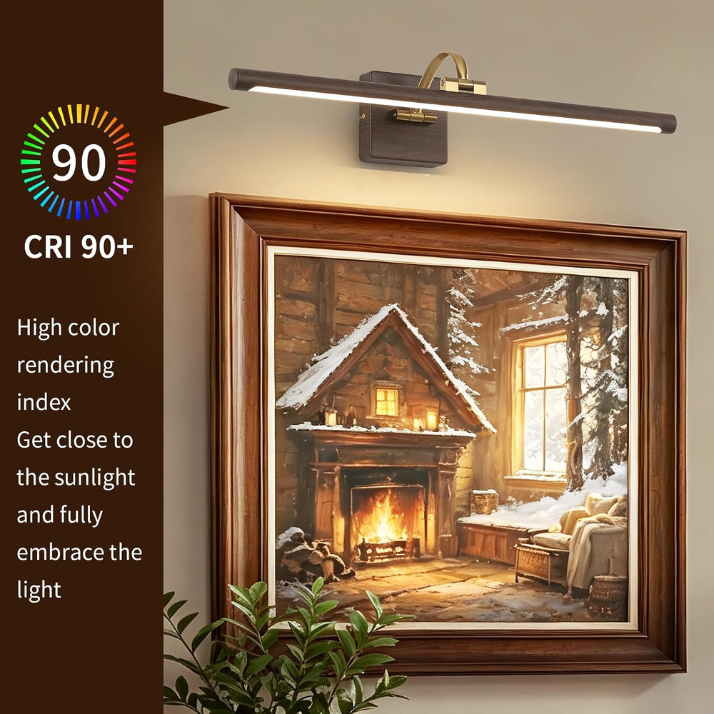 DESOOP 24 Inch 14W Hardwired LED Picture Light, Wood Grain, Dimmable