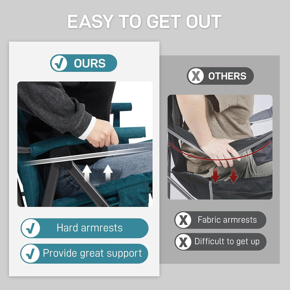 EVER ADVANCED Oversized Folding Rocking Camping Chair, Padded