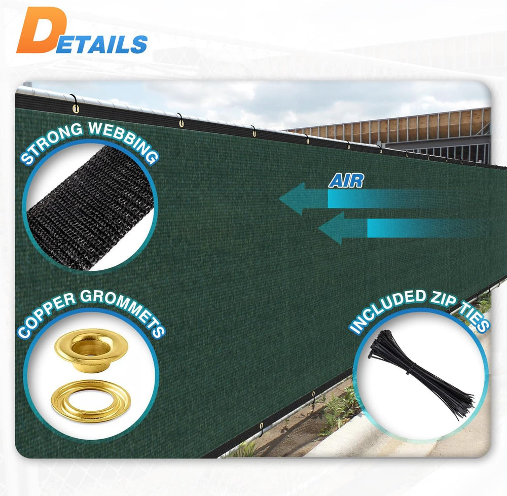 TANG 4' x 50' Privacy Fence Screen Green Shade Cloth with Grommets, C...