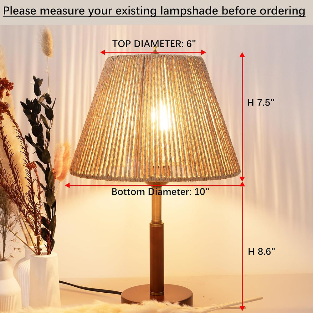 Boho Rattan Lamp Shade Small Bell Lampshade 6" Top X 10" Bottom X 7...