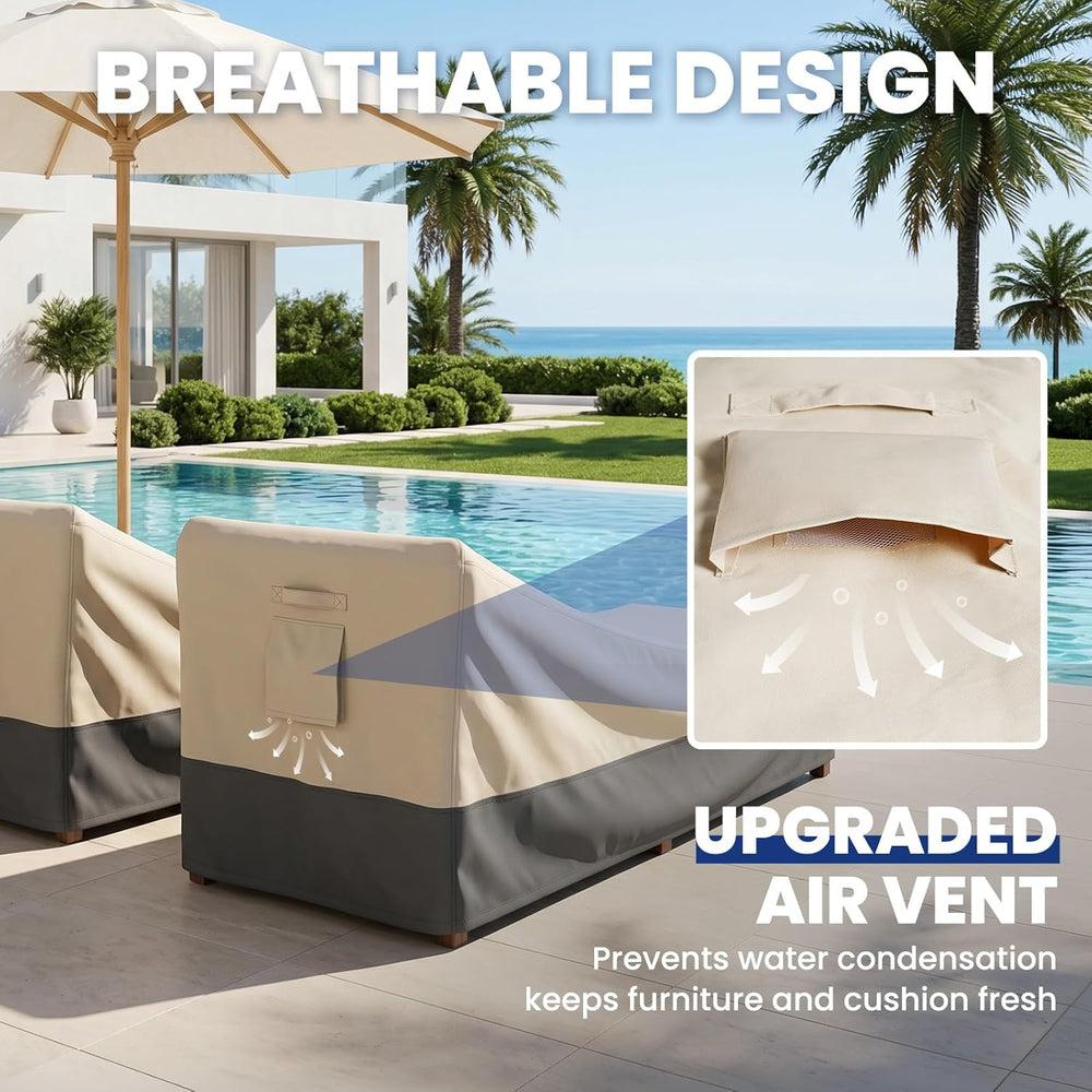 Extra Heavy Duty Patio Chaise Lounge Cover Waterproof 2 Pack - Lounge Chair C...