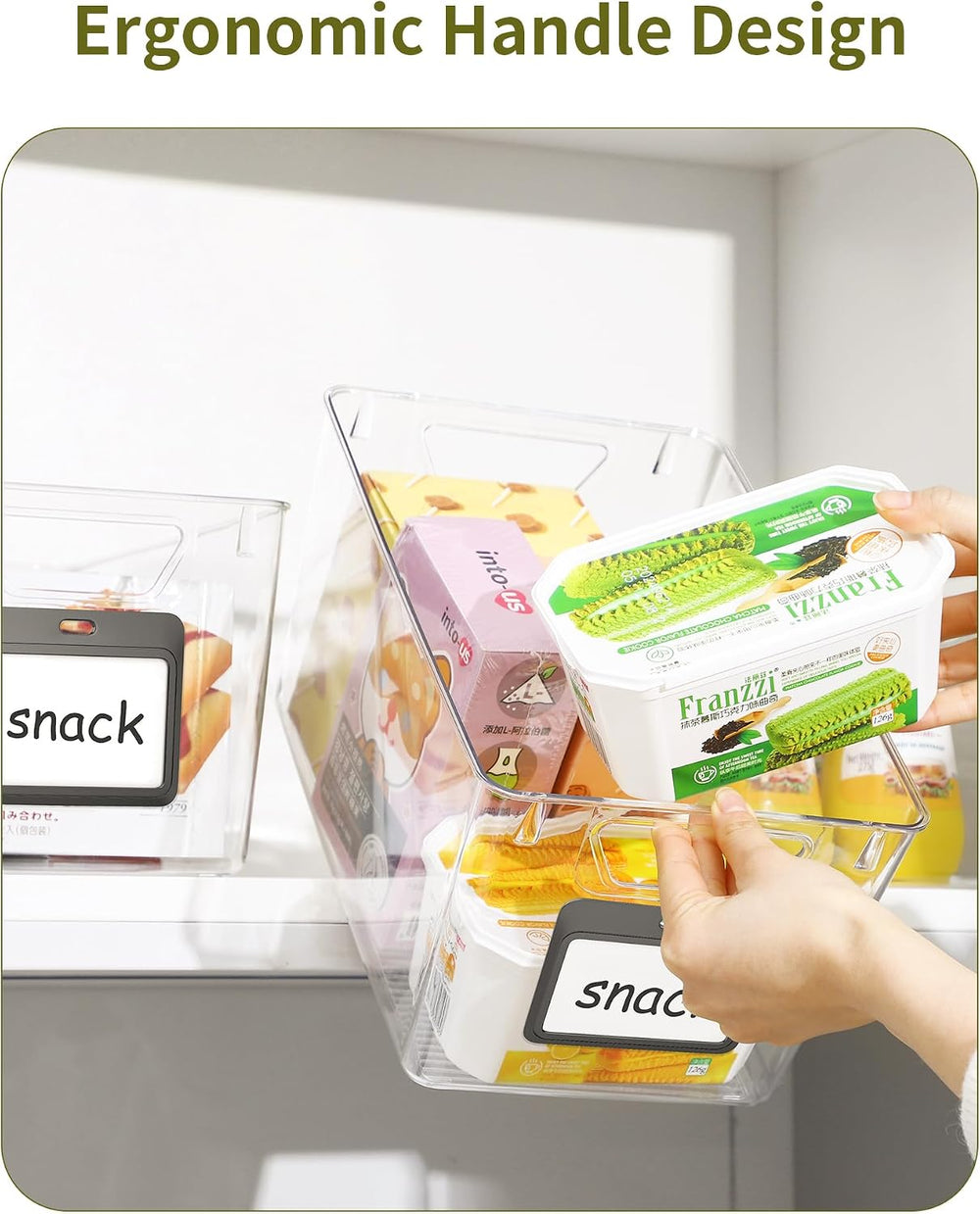iCASA 6-Pack Clear Fridge Organizers and Storage Bins Container with Labels