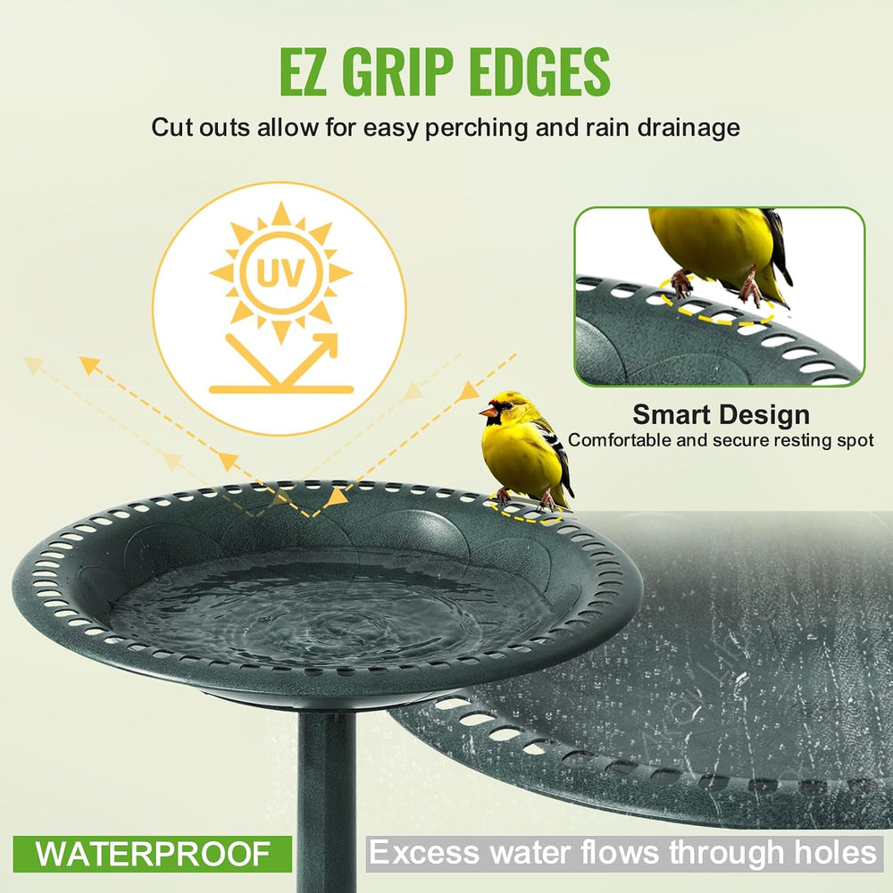 Backyard Expressions Outdoor Garden Bird Bath - Green - Weather Resistant Pol...