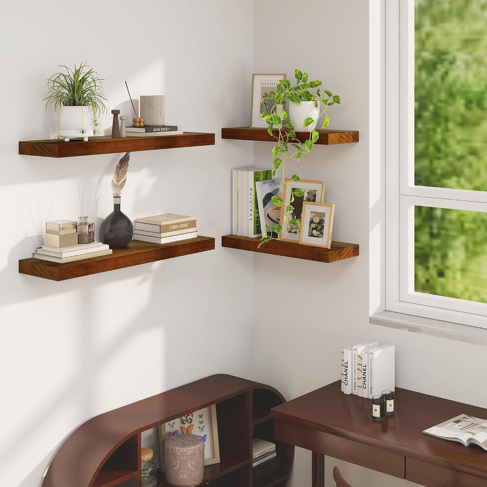 Fun Memories Floating Shelves, 9.3'' Deep Solid Pine Wood Wall Shelve...