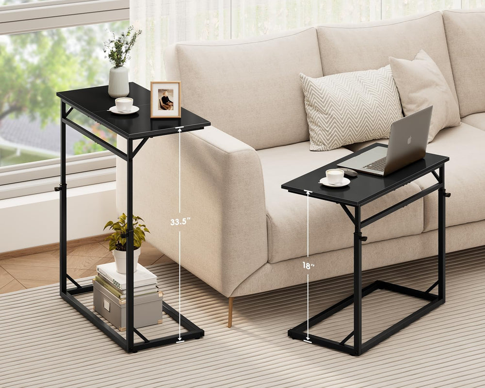 Vagusicc C Shaped End Table, 33"Tall Side Table for Couch, C-Table Sofa ...