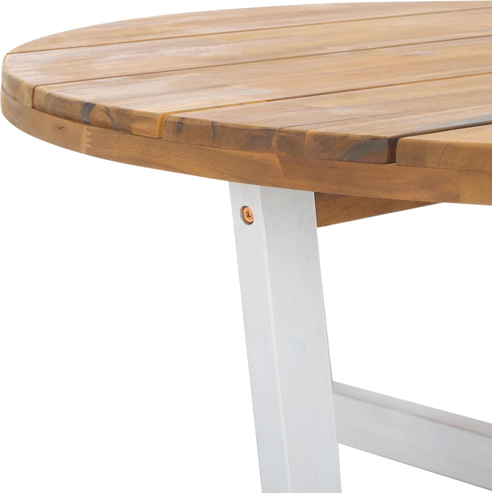 SAFAVIEH Outdoor Leo Wood Coffee Table, 39.4" Natural/White PAT7320A