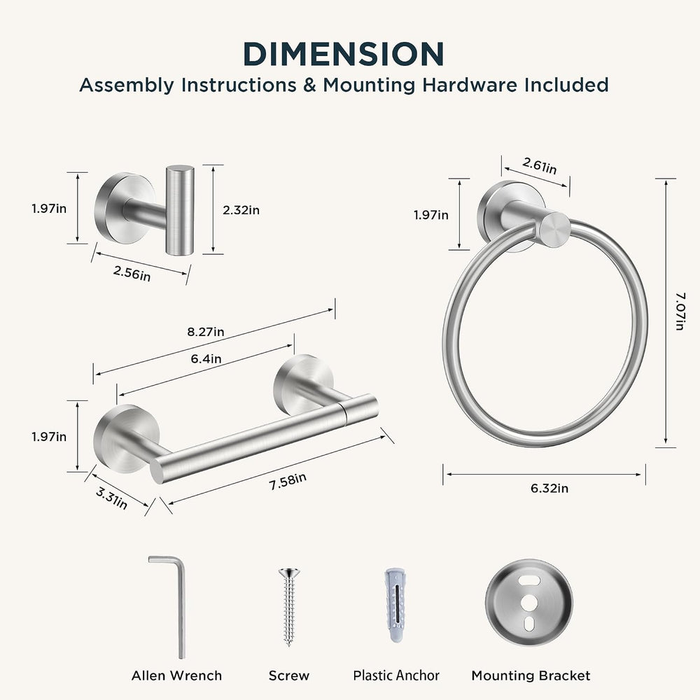 FORIOUS Bathroom Accessories Set, 4-Piece Bathroom Hardware Set