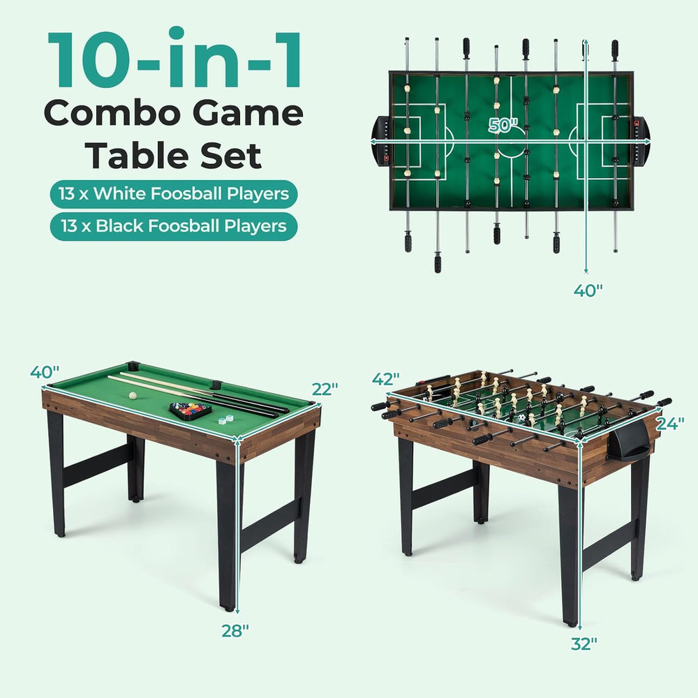 Goplus 10-in-1 Combination Multi Game Table Set, Adult Size Combo Game Table ...
