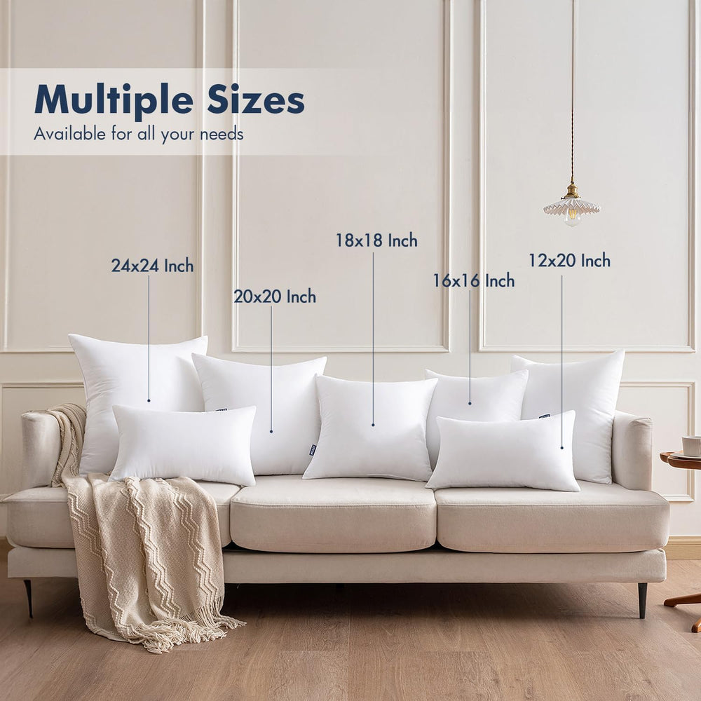 MIULEE 18x18 Throw Pillows Inserts 4 Pack, Decorative Pillows for Couch Bed