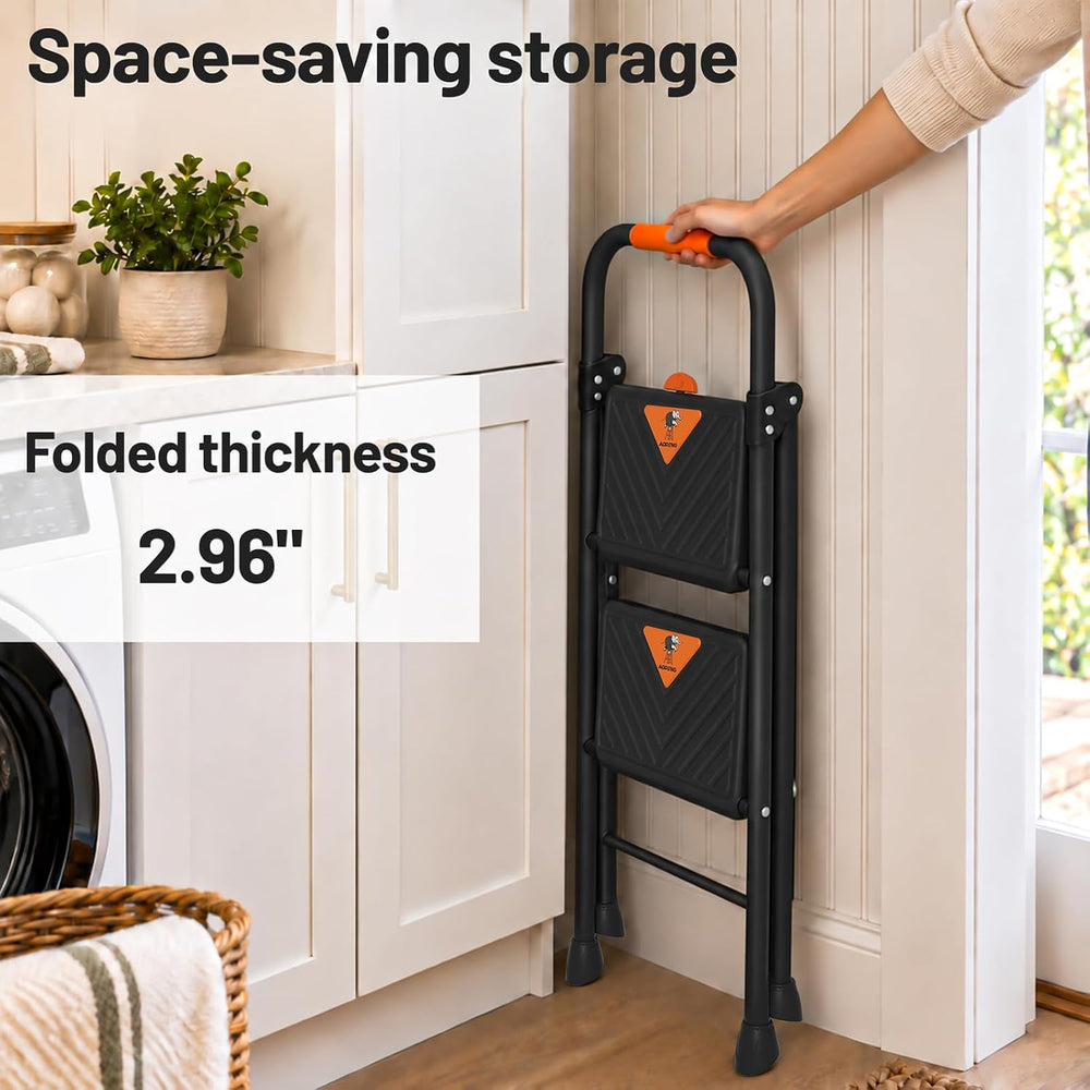 2 Step Ladder,2 Step Ladder Folding Step Stool with Extra Large