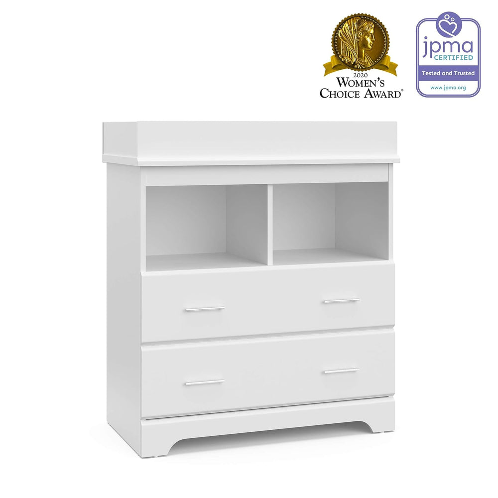 Storkcraft Brookside 2 Drawer Changing Table Dresser, White