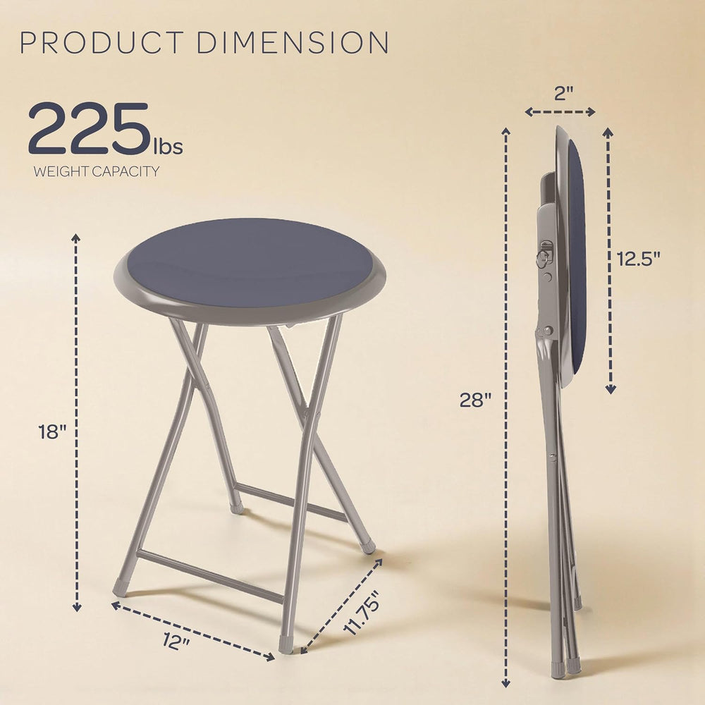Lavish Home Portable Folding Stool with Backless Seat Set of 2, Gray, 18”