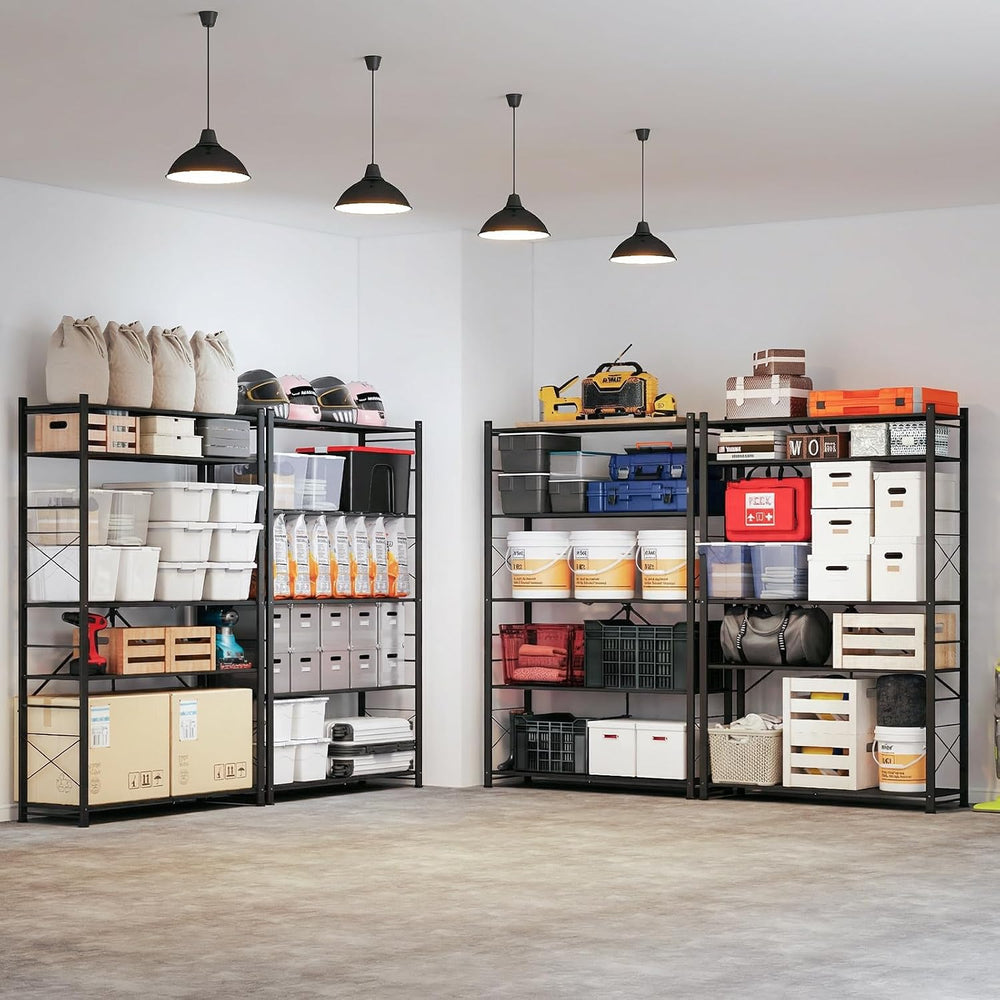 ALANNG 40" W Foldable 5-Tier Storage Shelves on Wheels Adjustable