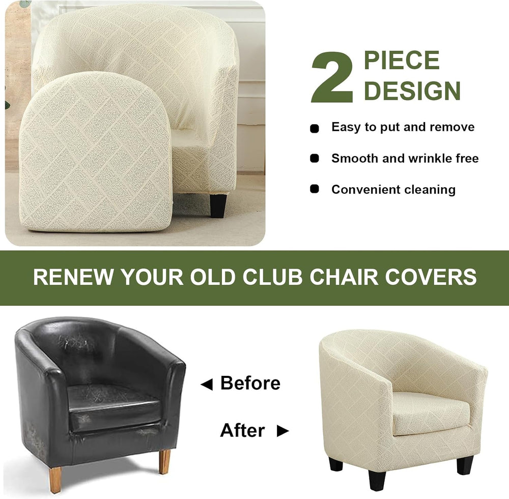 HAOYONG 2 Piece Club Chair Slipcover Stretch Barrel Chair Covers Solid Tub Ch...