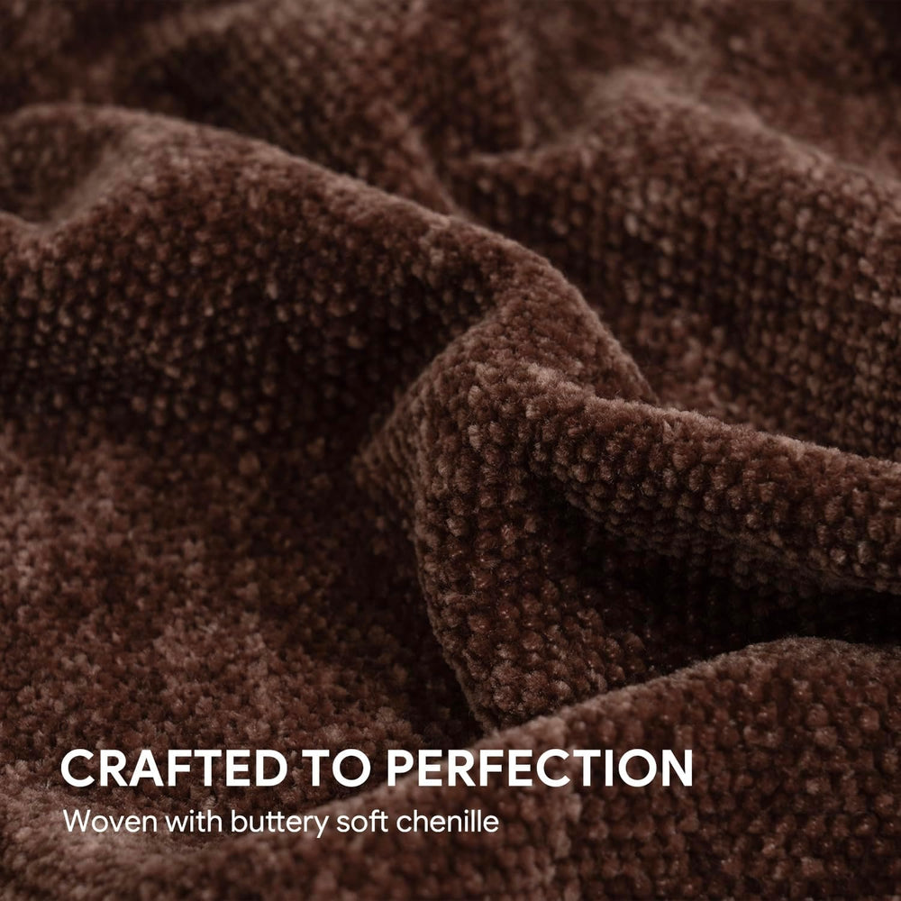 RECYCO Chenille Throw Blanket for Couch, 50"x60", Brown