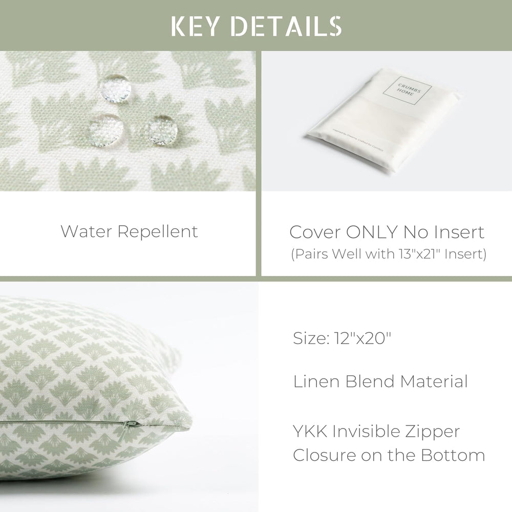 Crumbs Home Modern Farmhouse Fall Linen Indoor Outdoor Lumbar Pillow Cover On...