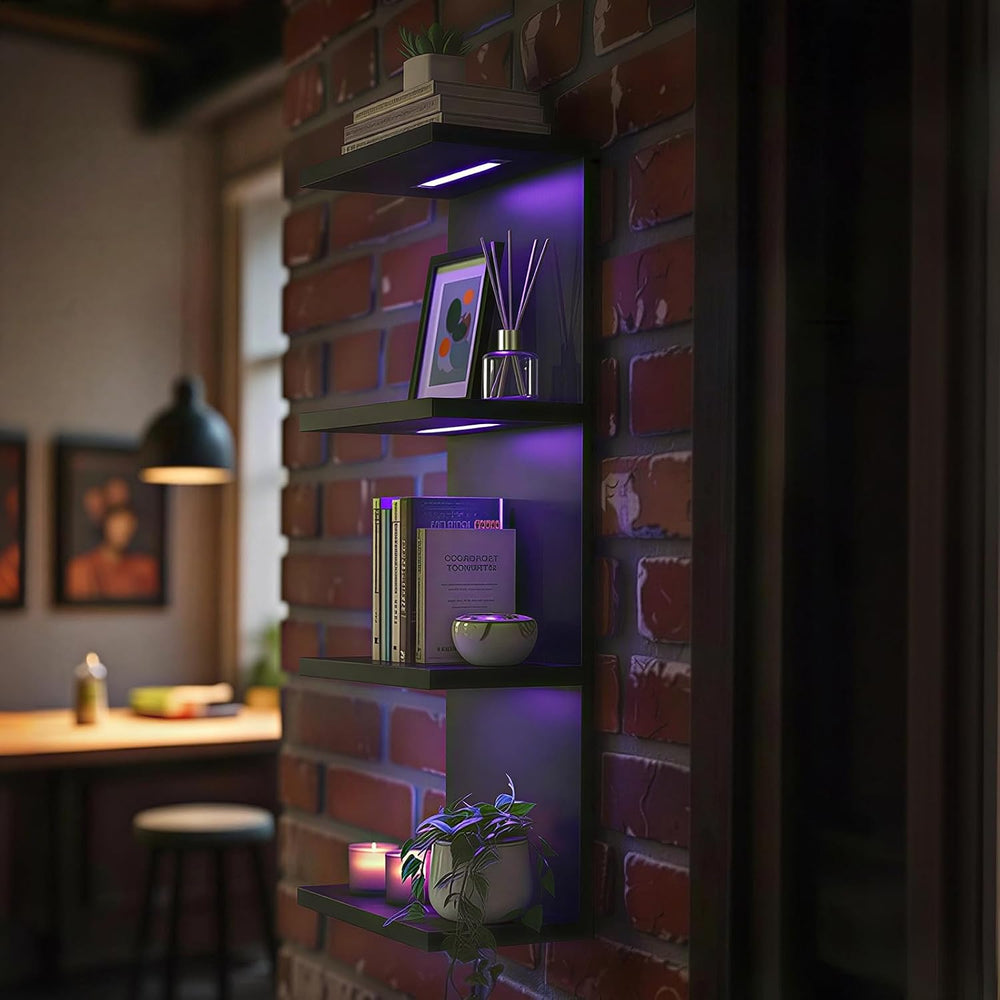 4 Tier RGB Wall Shelf, Black