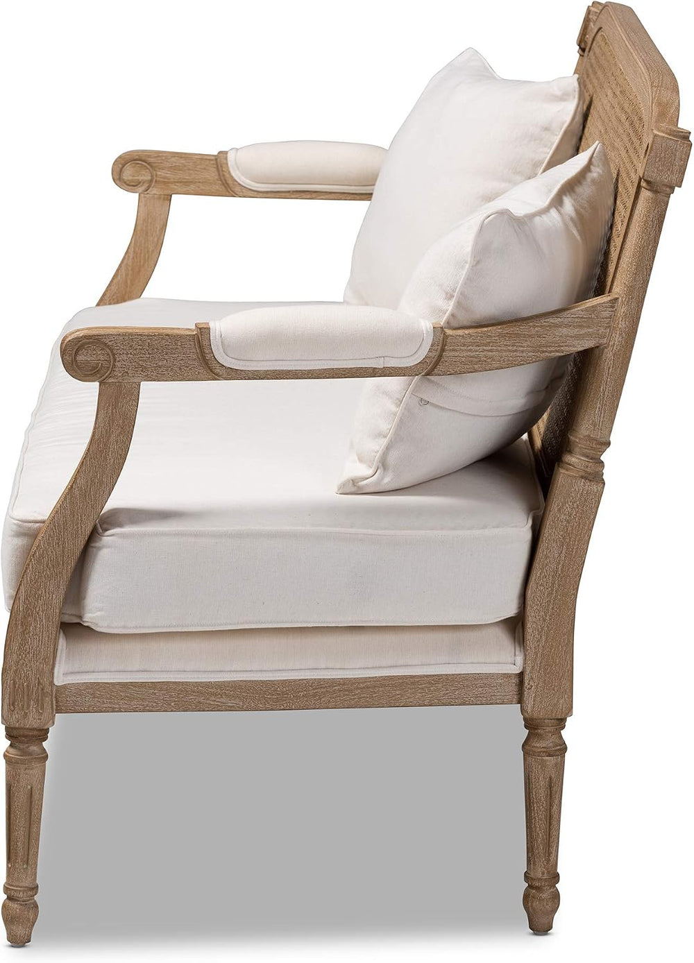 Baxton Studio Love Seats, Ivory/Oak
