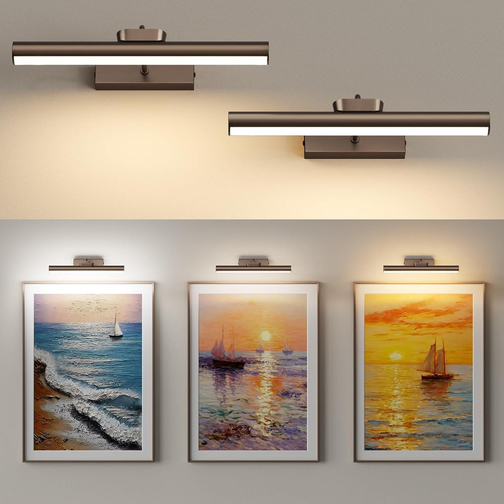 Picture Light for Wall, 4000mAh,13.8 Inch, 2 Pack, Brown