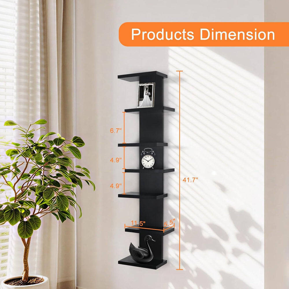 VIWODS 7 Tier Wall Shelf Unit, Black
