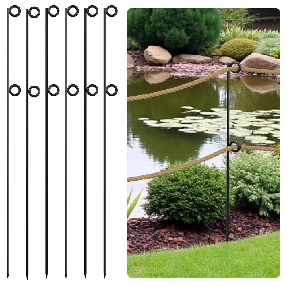 6 Packs 42" Tall Metal Rope Stakes with Pointed Ends