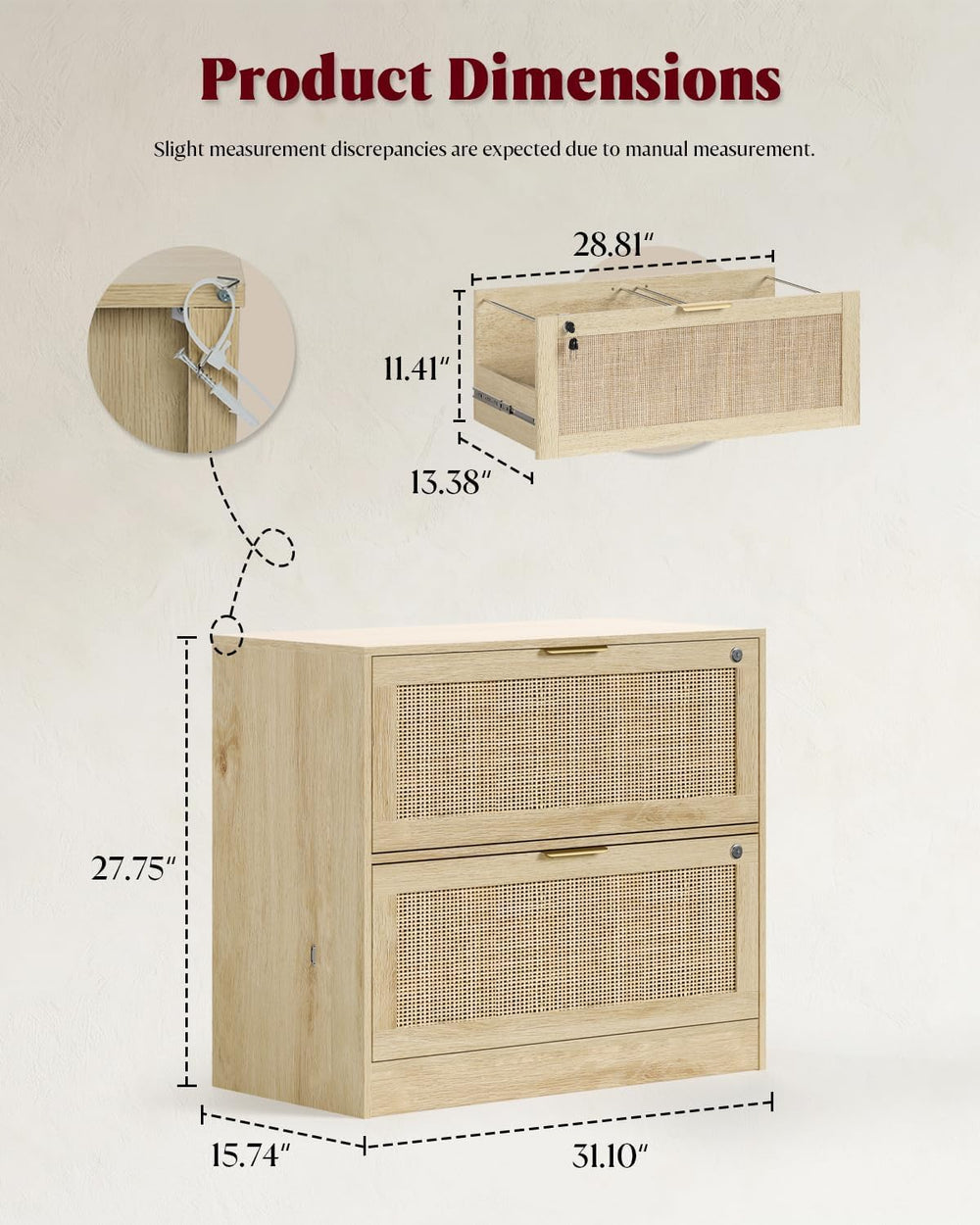 HOPUBUY 2 Drawer File Cabinet with Lock, Printer Stand Lateral