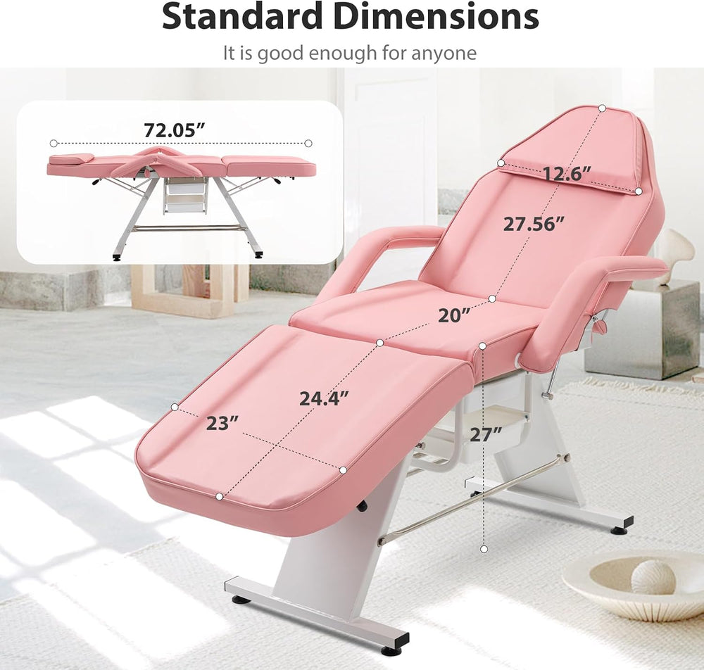 Tattoo Chair Facial Bed with Two Trays Esthetician Bed Adjustable Folding Sal...