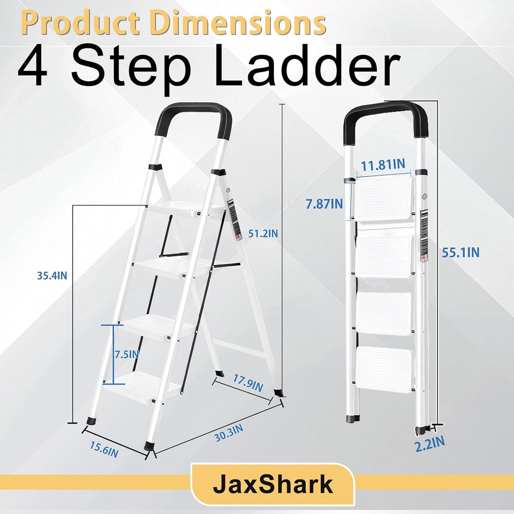 4 Step Ladder Folding Step Stool with Handrail