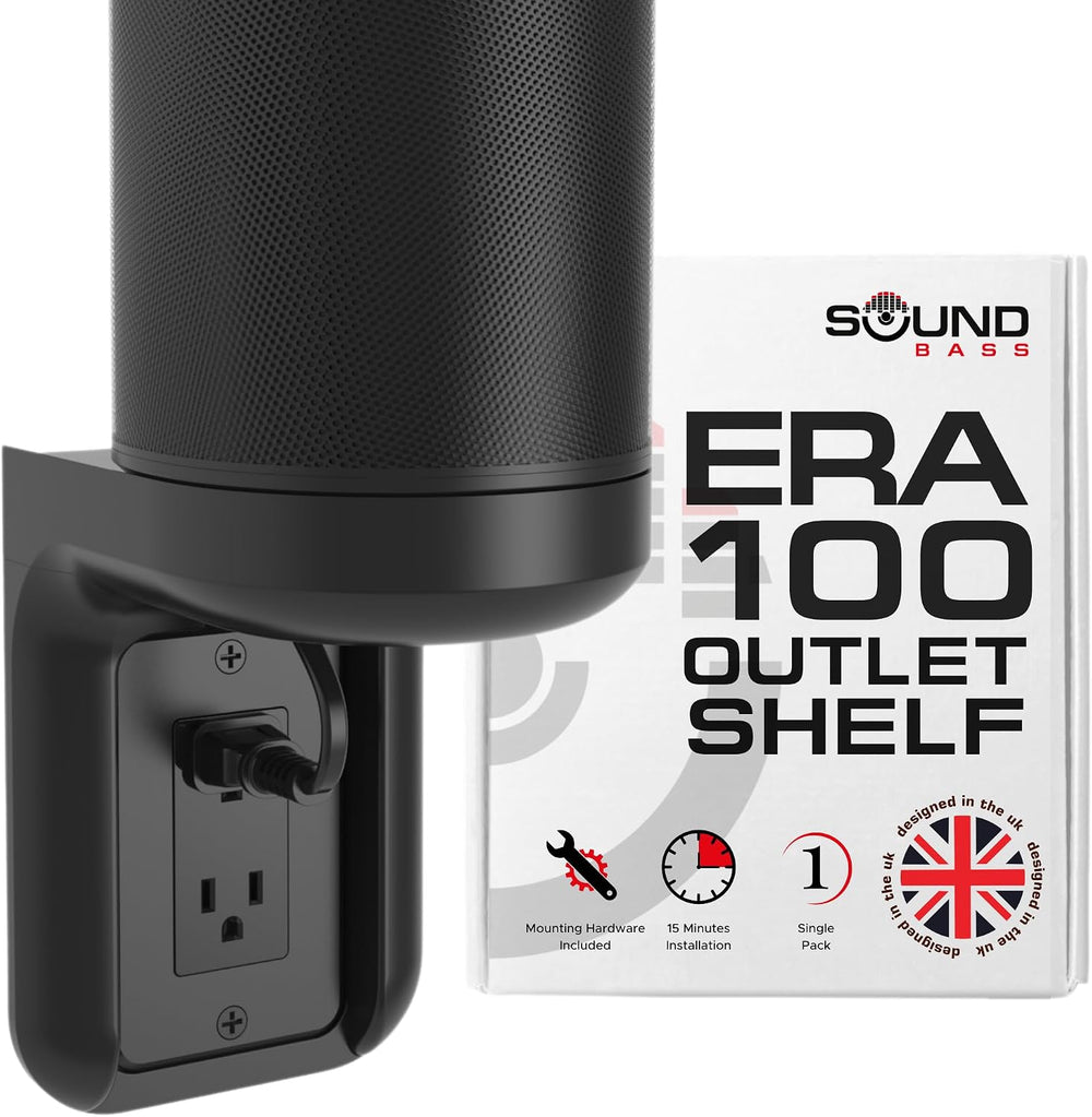 Sound Bass ERA100 Shelf Wall Outlet AC, Black, Plug Mount Organizer