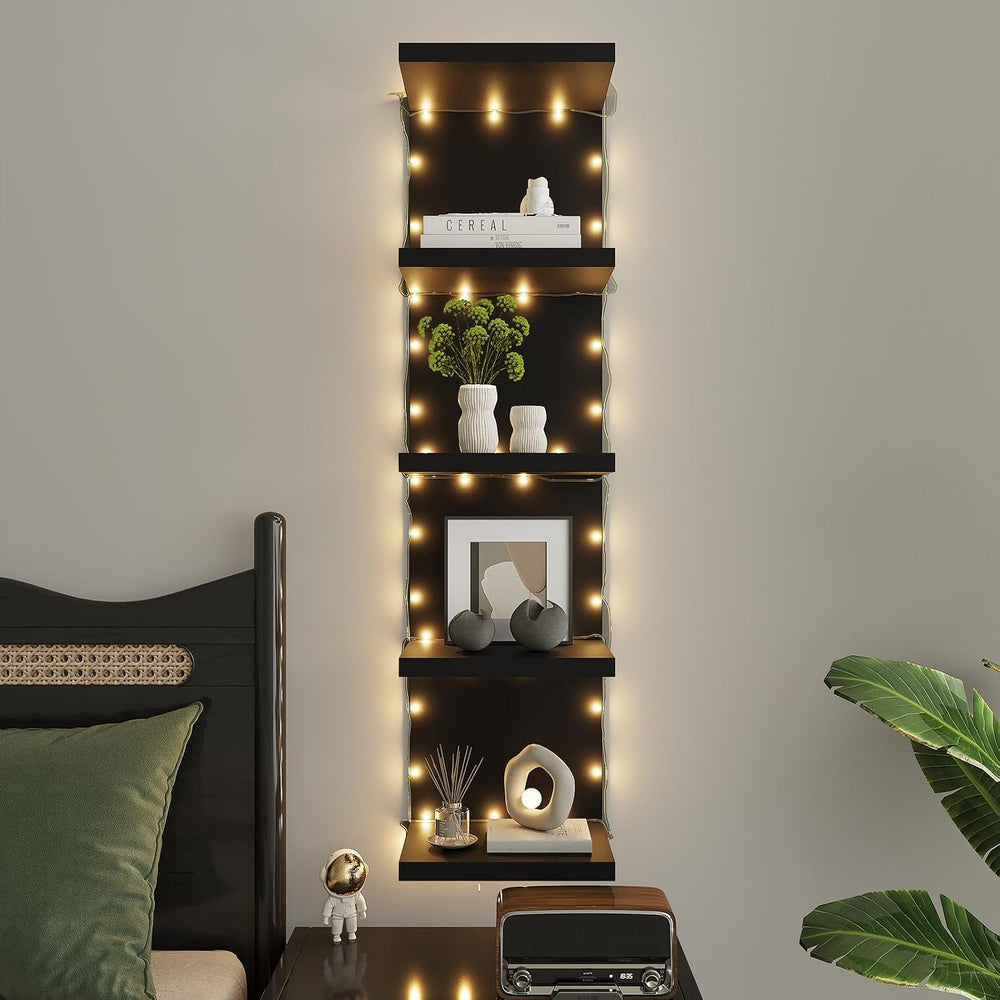 LitaEther 5 Tier Lack Floating Shelf, Black Wall Shelf Unit,Display Shelf